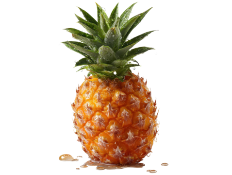 Ripe Juicy Pineapple Fruit Tropical Delight Refreshing Sweetness Full Frame Close-Up Water Droplets on Skin Natural Yellow Green Vitamin Source Nutritious Diet Food