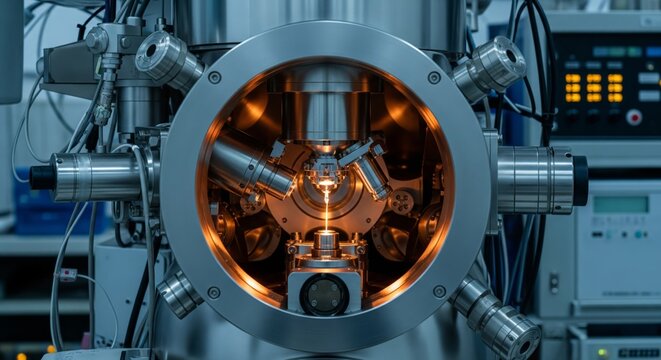 High-resolution scanning electron microscope in operation