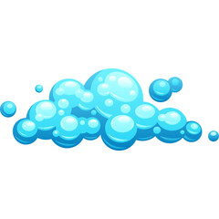 Transparent Cartoon Water Bubbles Cluster in Blue Hues With Soft Lighting And Smooth Glossy Texture