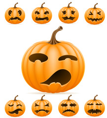 scary pumpkin halloween holiday vector illustration object icons
