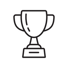 Trophy Cup Thin Line Icon – Victory, Achievement, and Award Symbol, Outline Vector Illustration