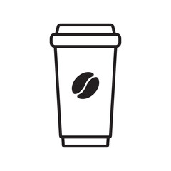 Paper Coffee Cup Icon – Disposable To-Go Cup Symbol, Beverage and Takeaway Vector Illustration