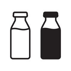 Milk Jar and Bottle Icon Set – Dairy and Beverage Symbols, Farm Fresh Flat Vector Illustration