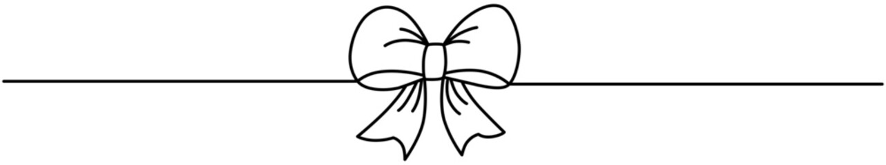 Hand drawn girly coquette bow ribbon. Vector stock illustration isolated on transparent background for design template birthday, wedding, Christmas card, invitation, sale banner