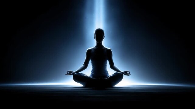 Meditator bathed in light achieves inner peace