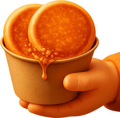 꿀과견과류가흐르는따뜻한호떡을손에들고있는모습