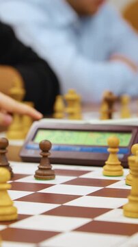 Chess game, kings and pawns in the foreground