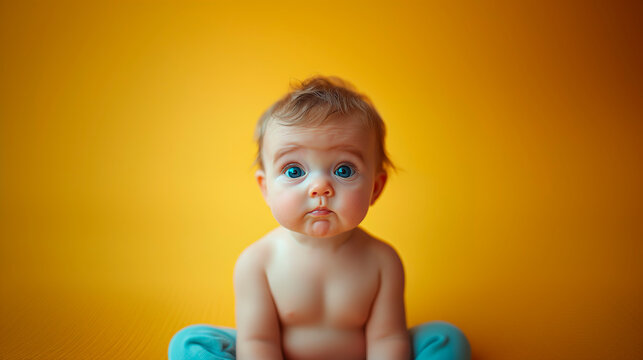 Ni&ntilde;o de ojos azules con cara de asombro
