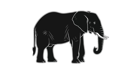 Fototapeta premium Black and white illustration of an african elephant
