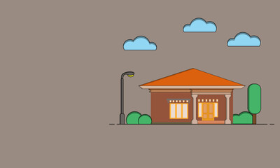 Vector Illustration Geometric 1 Story Clasic House