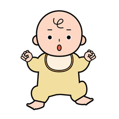 Fototapeta premium 驚いている赤ちゃんの全身のイラスト