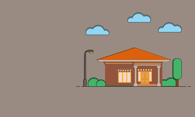 Vector Illustration Geometric 1 Story Clasic House