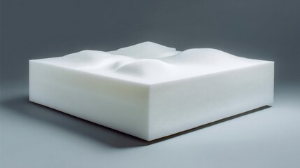 3d rendering of a white foam block. the block is rectangular in shape and appears to be made of a smooth, foam-like material. it has a smooth surface with ridges and grooves running along its length.