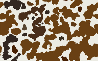 Cow skin in brown and white spotted, seamless pattern, animal texture.