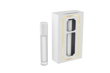 Lipstick or lipgloss. Peach lipstick in a transparent glass tube. 3d illustration