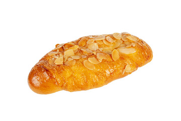 Fresh Rose Croissant with Almonds on transparent Background