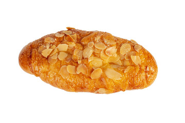 Fresh Rose Croissant with Almonds on transparent Background
