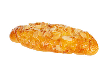 Fresh Rose Croissant with Almonds on transparent Background