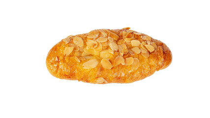 Fresh Rose Croissant with Almonds on transparent Background