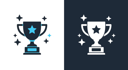 Trophy icon set for general platforms showcasing achievement and success -  Glyph solid icon - Editable modern style icon.