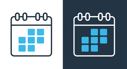 Modern calendar icons set featuring days and dates for scheduling and planning -  Glyph solid icon - Editable modern style icon.