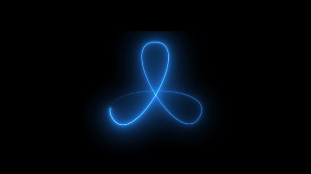 Glowing Neon Continuous Line Drawing Harmonograph in Black Background 