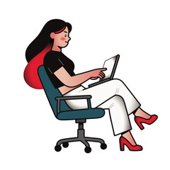 A cartoon vector laptop for professional women