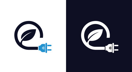 Eco friendly green energy power plug icon set clean design for digital applications -  Glyph solid icon - Editable modern style icon.