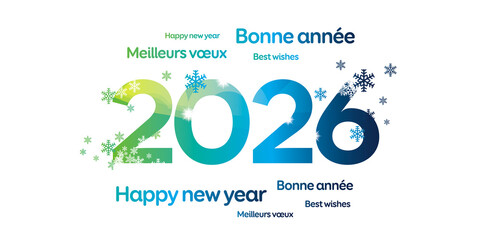 Bonne ann&eacute;e 2026 nouvel an vert bleu
