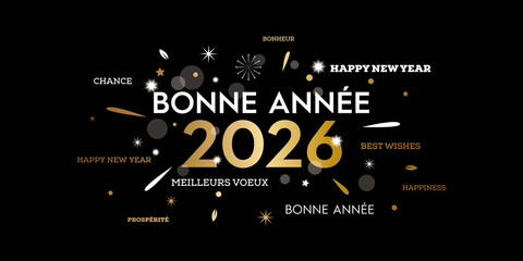 2026 Bonne ann&eacute;e, nuage mots or

