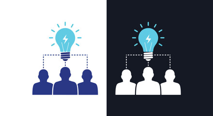 Team brainstorming session idea generation lightbulb concept icons for collaboration and innovation -  Glyph solid icon - Editable modern style icon.