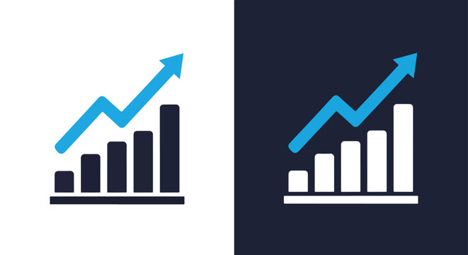 Growth chart icon set success analytics finance business upswing data trend arrow up -  Glyph solid icon - Editable modern style icon.