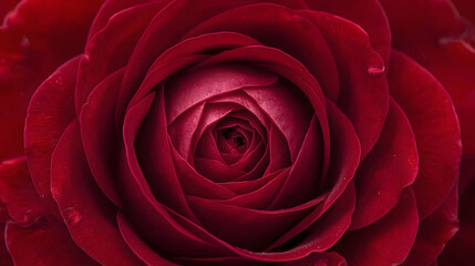 Naklejka premium Deep Red Rose Petals Texture and Background Close-up, Macro shot of red rose bloom, Romantic Full Frame Macro of a Vibrant Red Rose Bloom, Red rose flower background for Valentine’s Day