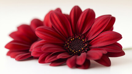 Two deep red flowers with dark centers illustration