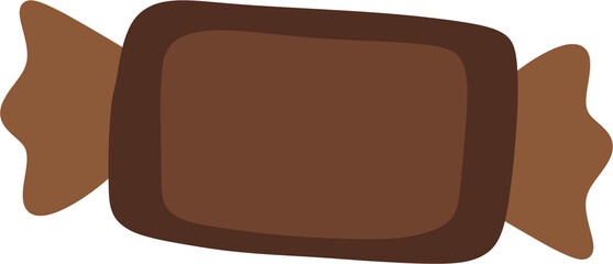 Simple Flat Design Wrapped Chocolate Candy Icon, Brown Toffee Clipart.