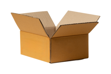 Opened cardboard box isolated on transparent.