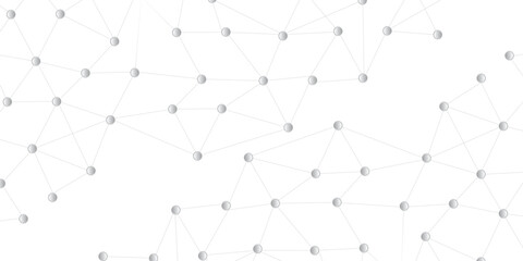 Obraz premium Abstract geometric network background with connected dots and lines, representing digital communication and technology connection on a white background.