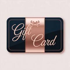 Elegant gift card with a rose gold ribbon isolated on white background