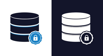 Secure database icon set two variations data security lock symbol web design asset -  Glyph solid icon - Editable modern style icon.