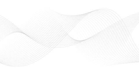 Abstract black smooth wave on a white background. Dynamic sound wave. Design element. Vector illustration. Undulate Grey Wave Swirl, frequency sound wave, twisted curve lines with blend effect.	