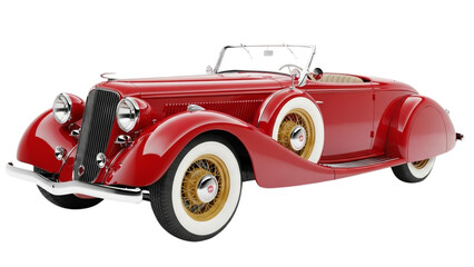 Exquisite red vintage convertible car showcasing classic automotive design and elegance