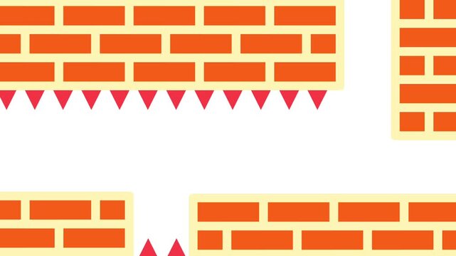 A narrow corridor filled with sharp spikes on the floor and ceiling challenges precise timing and movement to cross safely through danger.