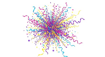 Colorful confetti explosion isolated on white background