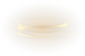 Line, light, gold, circle, background with glowing golden effect, flare and neon magic in PNG format.