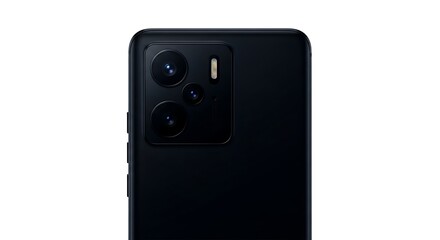 Fototapeta premium Closeup of a black smartphone camera lens