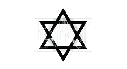 Fototapeta premium Bold Star of David symbol with distressed texture, representing faith and heritage