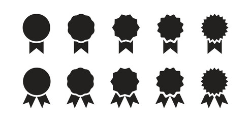 Award ribbon icon set representing achievement, recognition, and prize, suitable for awards, competitions, certificates, honor, and rewards in professional and educational design projects