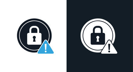 Security lock and warning icon set for web and app interfaces digital security symbols -  Glyph solid icon - Editable modern style icon.