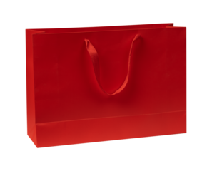 Red recycled shopping bag isolated on transparent PNG. This concept is perfect for shopping, business, environment, advertising, and lifestyle themes.	