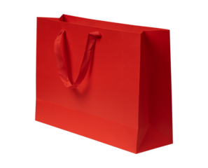 Red recycled shopping bag isolated on transparent PNG. This concept is perfect for shopping, business, environment, advertising, and lifestyle themes.	
